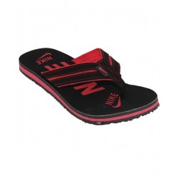 Black And Red Stitched Design Flip Flop Slipper